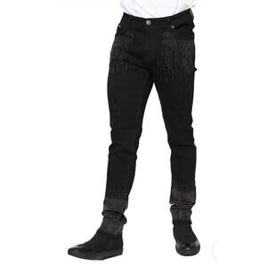 BARABAS Los Angeles Size 36 Black Denim Jeans With Rhinestones #Z